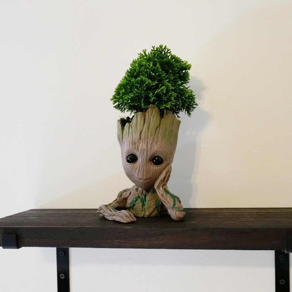 Baby Groot Pen Pot Tree Man Pens Holder or Flower Pot with Drainage Hole Perfect for a Tiny Succulents Plants 6" (Grayish Brown)